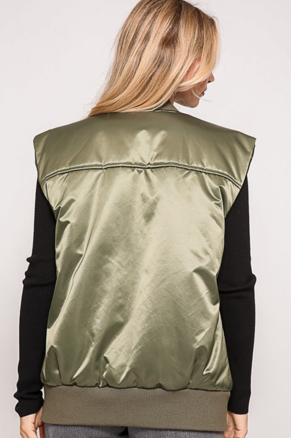 Satin bomber vest