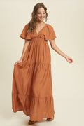 Wesley Flutter Sleeve Tiered Dress
