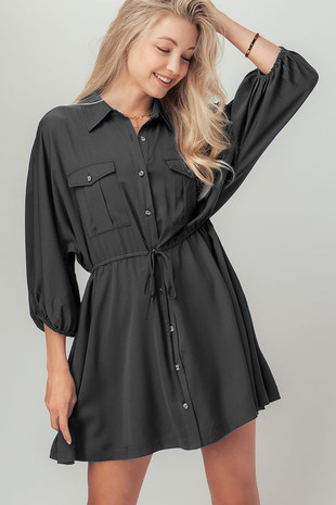 Black Button Up Shirt Dress