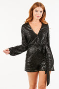 Sequin Romper - Black