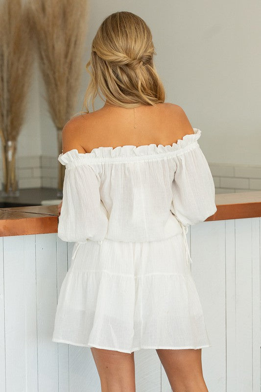 Lyanna Off Shoulder Mini Dress - Off White