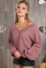 Juneau Waffle Knit Top - Mauve