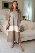 Neutral Color Blocked Dress