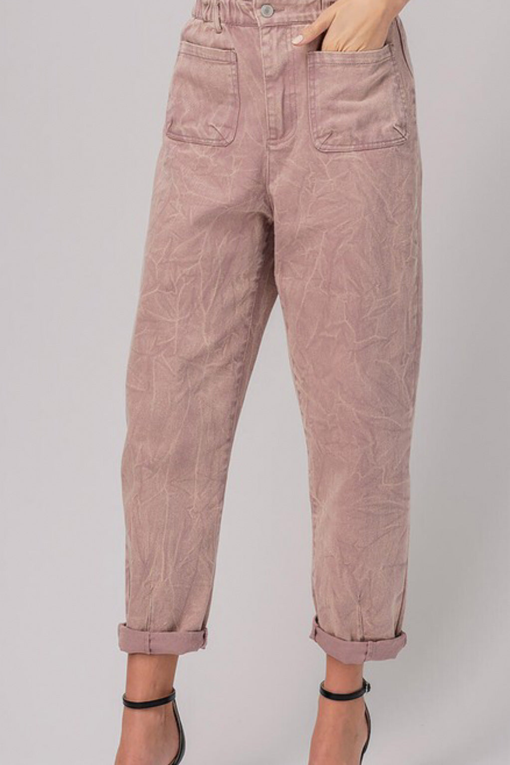 High waist Paper bag Denim Pants