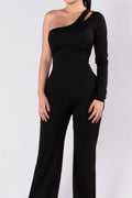 Nominee One Side Off Shoulder Black Jumpsuit