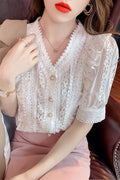 Floral Eyelet Ruffle Top